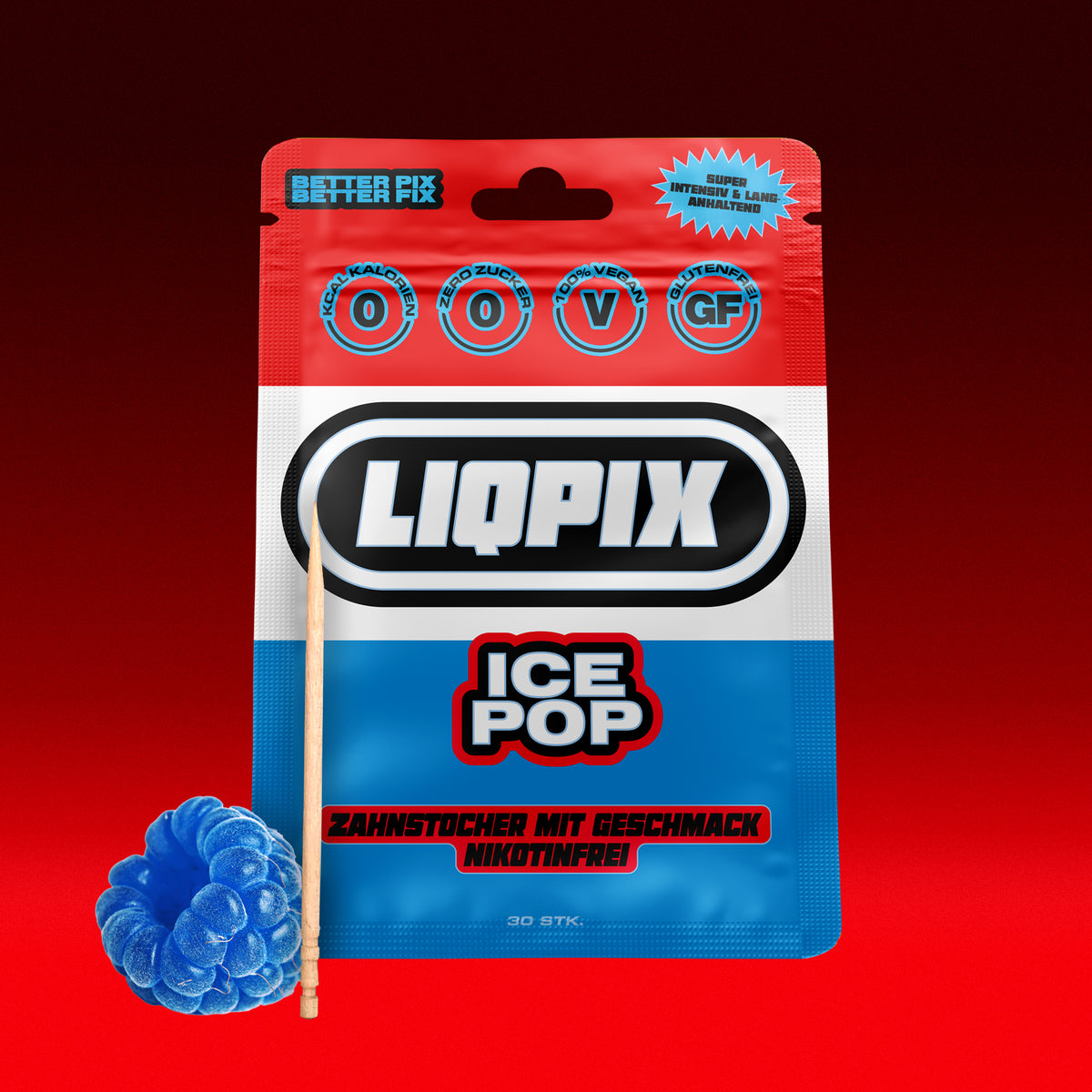 Liqpix Ice Pop Zahnstocher mit Geschmack - Produktverpackung