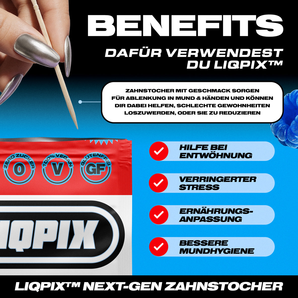 Benefits der LIQPIX Zahnstocher mit Geschmack