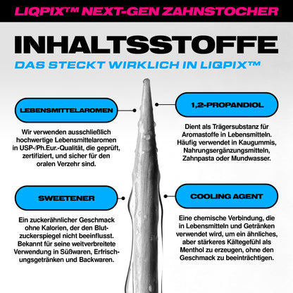 Inhaltsstoffe der LIQPIX Zahnstocher mit Geschmack