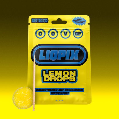 Liqpix Lemon Drops Zahnstocher mit Geschmack - Produktverpackung