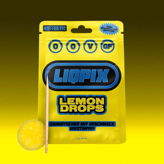 Liqpix Lemon Drops Zahnstocher mit Geschmack - Produktverpackung