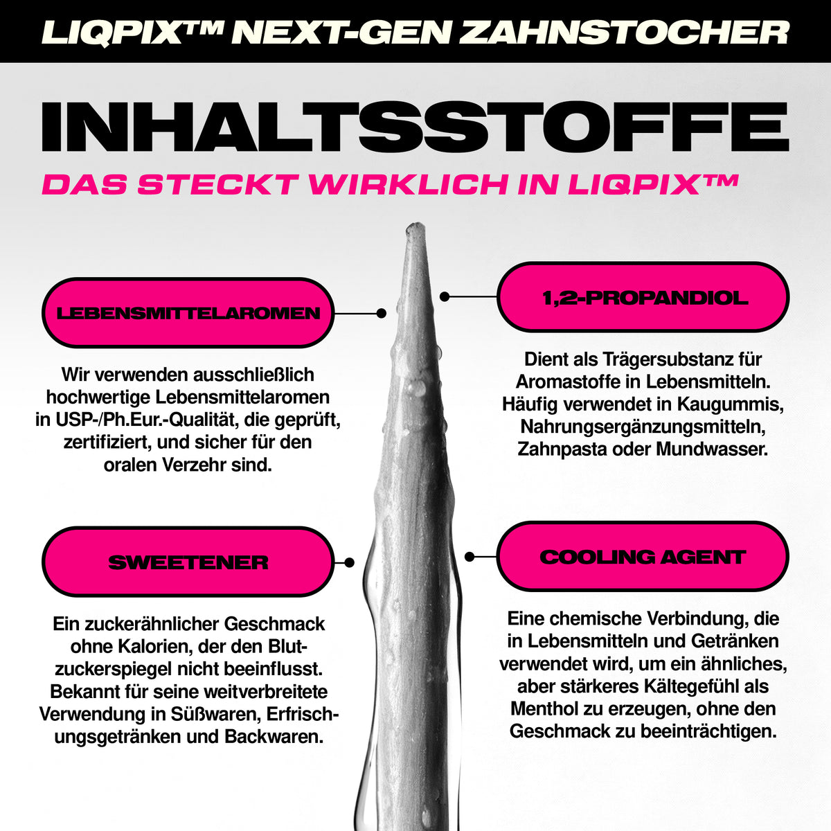 Inhaltsstoffe der LIQPIX Zahnstocher mit Geschmack