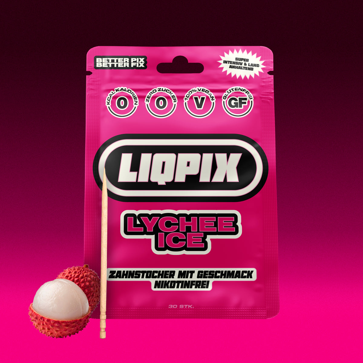 Liqpix Lychee Ice Zahnstocher mit Geschmack - Produktverpackung