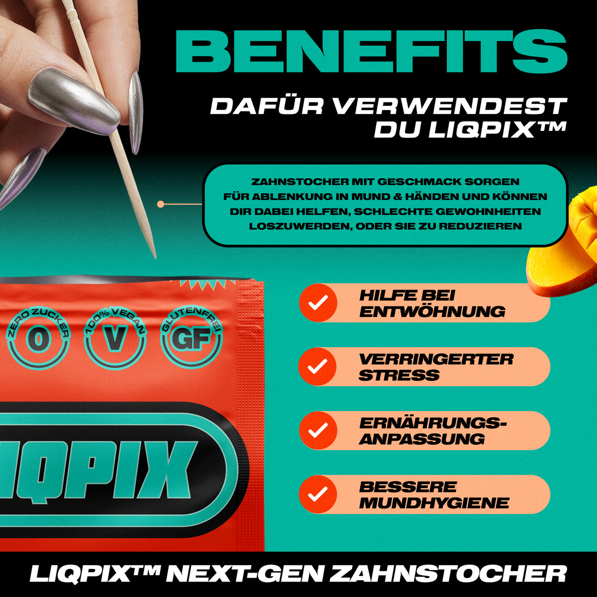 Benefits der LIQPIX Zahnstocher mit Geschmack