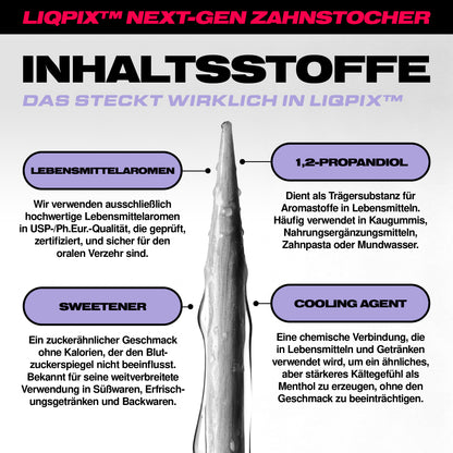 Inhaltsstoffe der LIQPIX Zahnstocher mit Geschmack