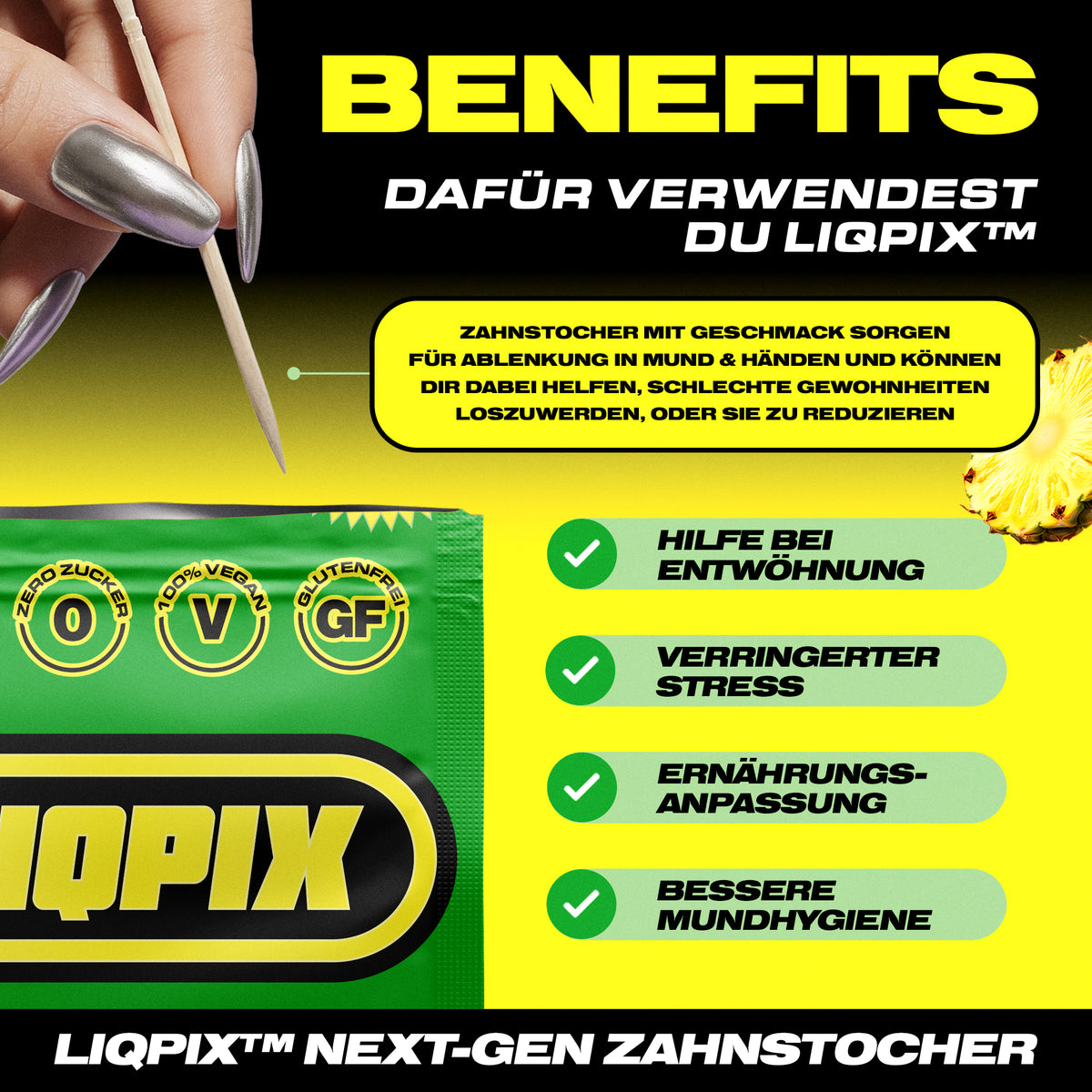 Benefits der LIQPIX Zahnstocher mit Geschmack